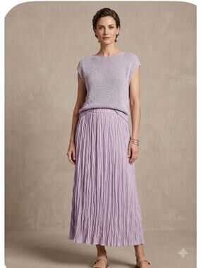 Lafayette 148 Sleeveless Top &  Matching Crinkle Midi Skirt in Lavender Tint M